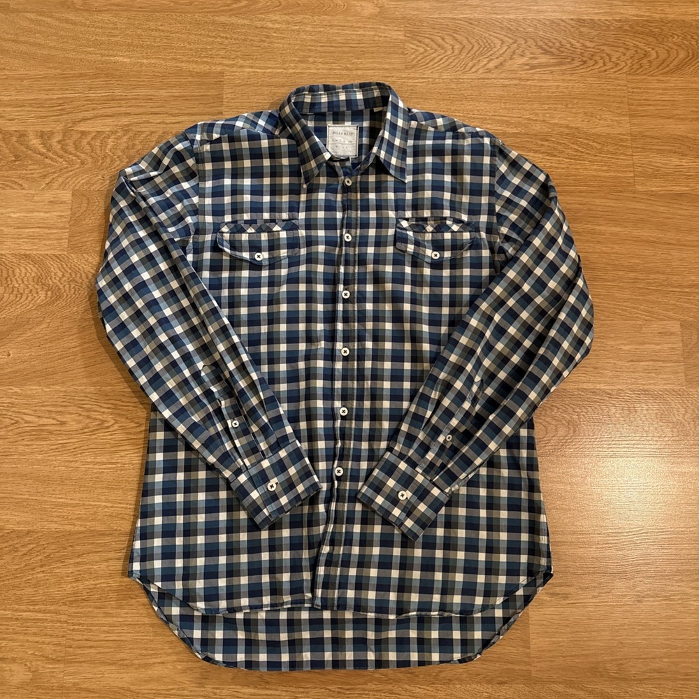 Billy Reid Shirt Men's Large Fit 2 Multicolor Plaid Long Sleeve Button Down